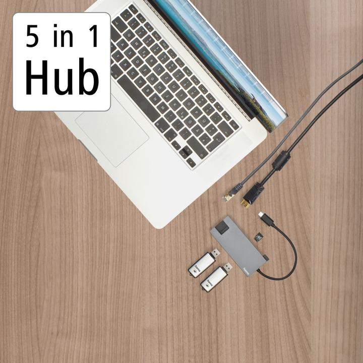 Actual product image Hama USB Hub (USB-C, 5 Ports)