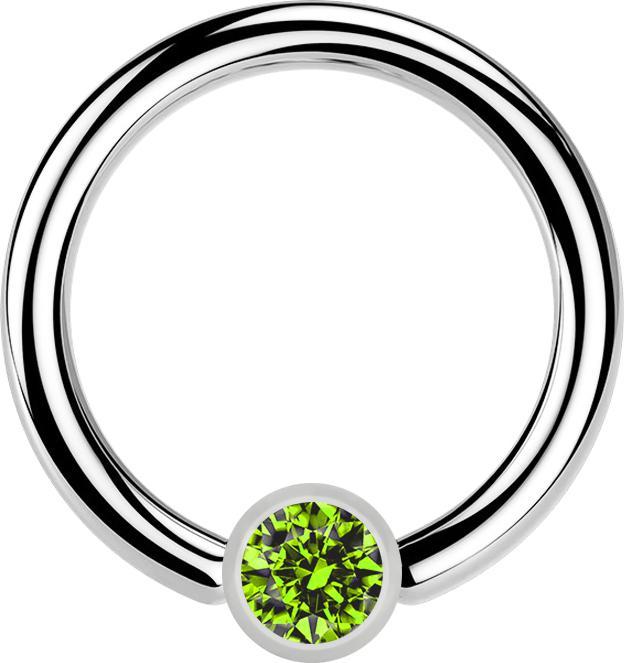 Immagine prodotto Star Piercing Anello con chiusura a sfera in argento e cristallo verde chiaro (Acciaio chirurgico 316L, senza ottone)