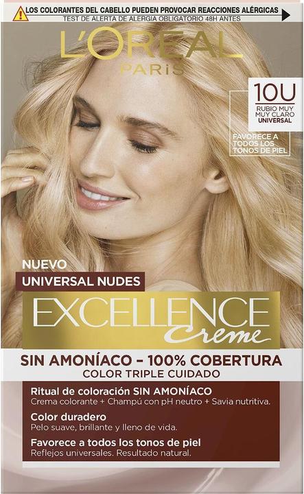 Immagine prodotto L'Oréal Paris Excellence Creme Universal Nudes 10U-Tintura per capelli bionda chiarissima (Nº 9.0-rubio muy claro)