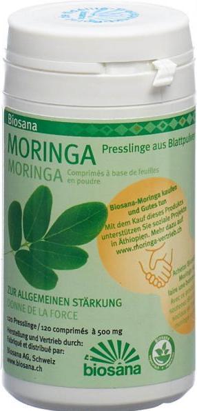 Immagine prodotto Biosana Foglia di Moringa in polvere/estratto in compresse (120 Pezzo/i, Pillole, 80 g)