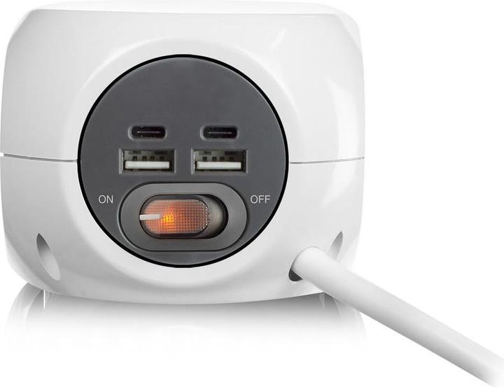 Productafbeelding Stopcontact kubus (PDU) met 3 stopcontacten type E, USB-C/USB-A poorten, 1,5m (7 x, CEE 7/7, 1.50 m)