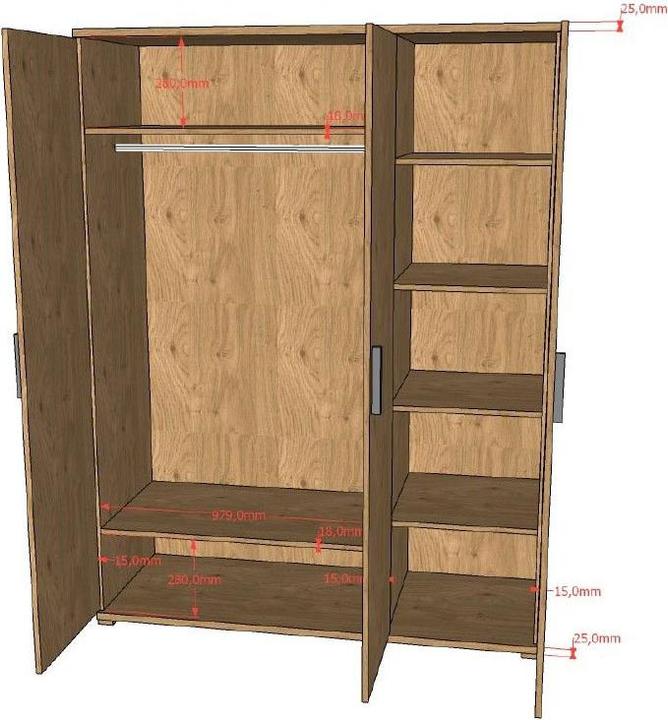 Actual product image Vipack Kleiderschrank Sam (151 cm)