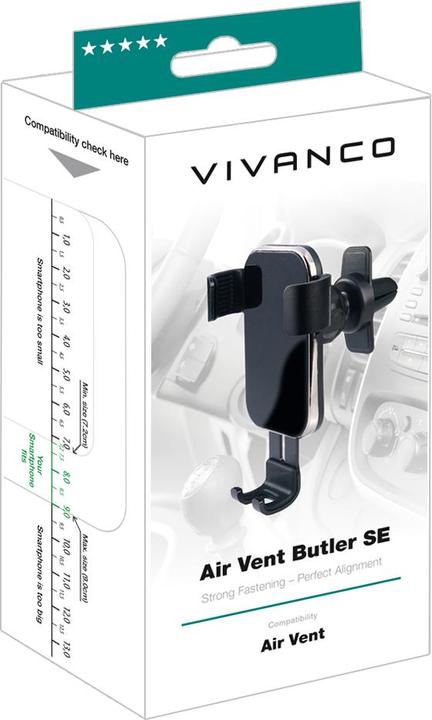 Produktbild Vivanco Smartphone KFZ Halterung BUTLER SE, Lueftungs- gitter, selbsthaltend, schwarz