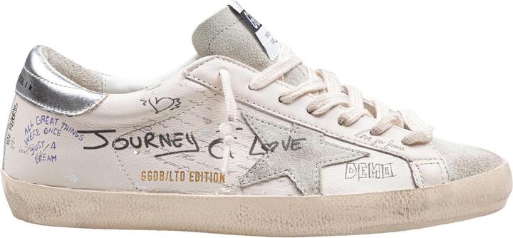 Actual product image Golden Goose super star sneakers in leather and suede color white and silver (40)
