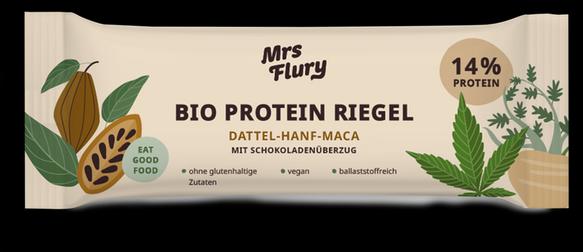 Immagine prodotto Mrs Flury Barretta proteica biologica alla canapa-maca con copertura al cioccolato (Canapa Maca, 1 pz., 42 g)