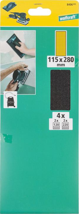 Produktbild wolfcraft Schleifgitter für Gipskarton-Set 115 x 280 mm, Körnung 120-220, 4-tlg. (120)