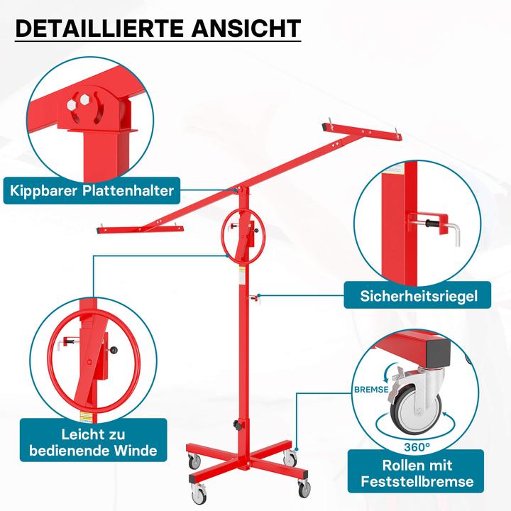 Produktbild Wiltec Plattenheber 40kg 170-290cm Montagehilfe Paneelheber Trockenbau Lift (40 kg)