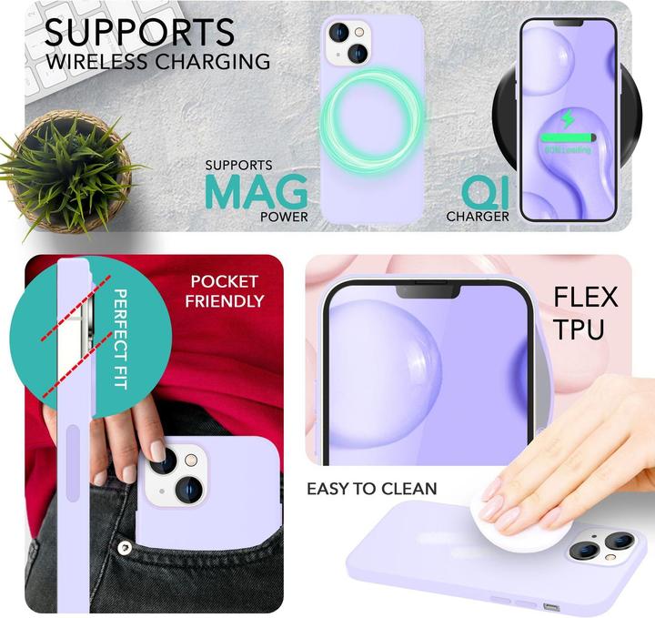 Produktbild Nalia Liquid Silikon Hülle mit MagSafe Funktion & 2x Display Schutzglas (Apple iPhone 14)