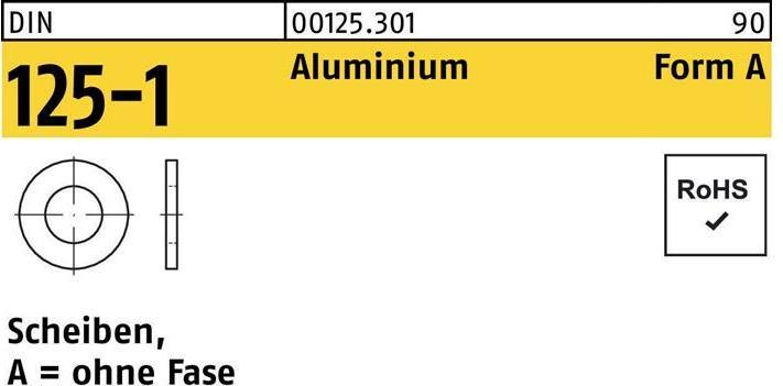 Actual product image Washer DIN 125-1 Form A 4.3 x 9 x0.8 Aluminium