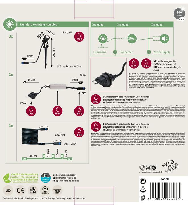 Produktbild Paulmann Plug & Shine Spot Starterset (300 lm, IP65)