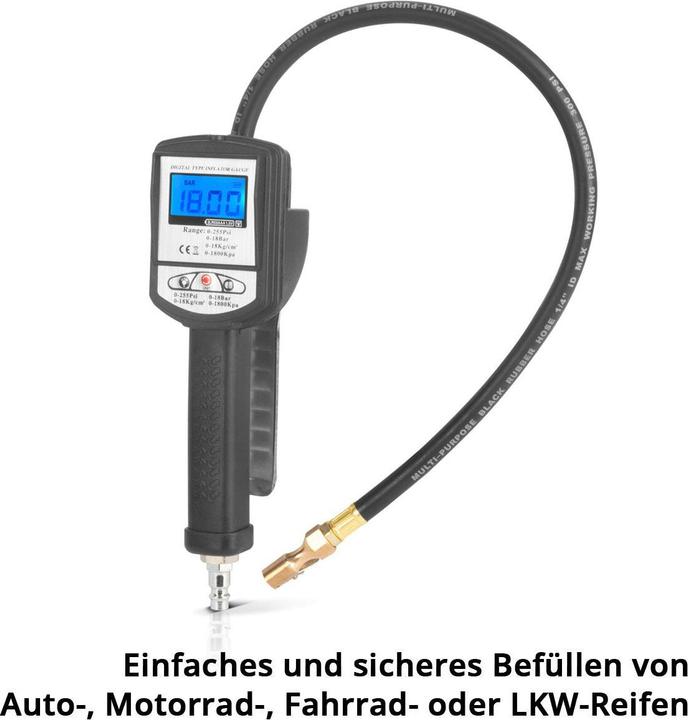 Immagine prodotto Stahlwerk Pistola digitale per gonfiaggio pneumatici ad aria compressa DRP-18 ST Campo di misura 0-18 bar