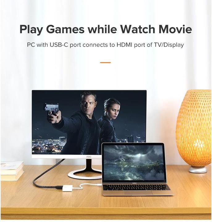 Actual product image Ugreen USB-C to HDMI + VGA Adapter (USB-C, VGA, HDMI, 3 cm)