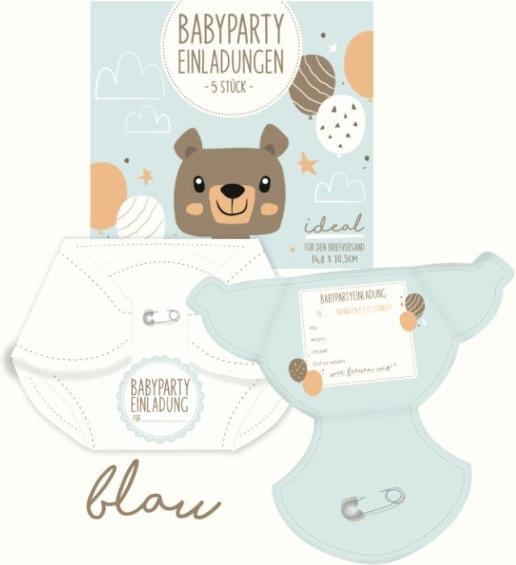 Image du produit Trend Import Cartes d'invitation à une fête de bébé en forme de couche-culotte bleue