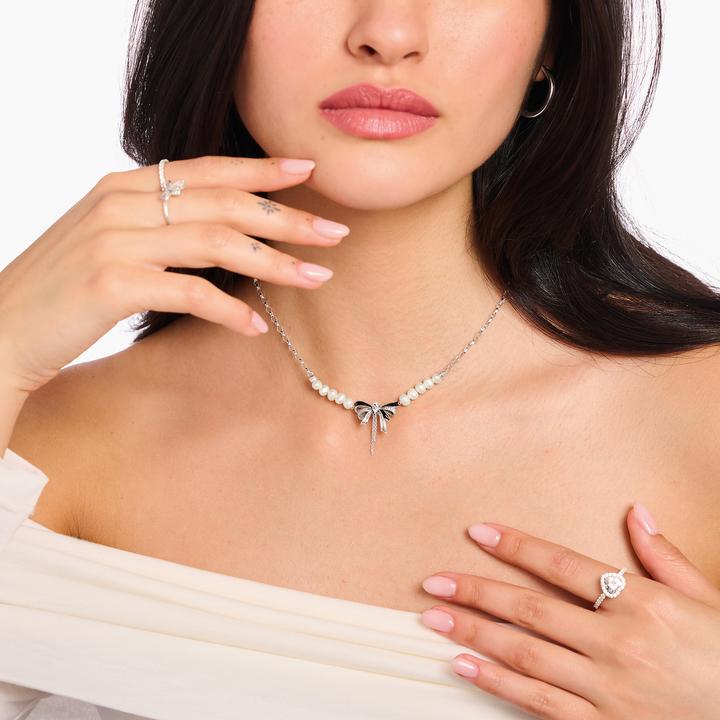 Produktbild Thomas Sabo Schleifen-Kette mit Perlen Lovely Romance (925er Silber, Emaille, 40 - 45 cm)
