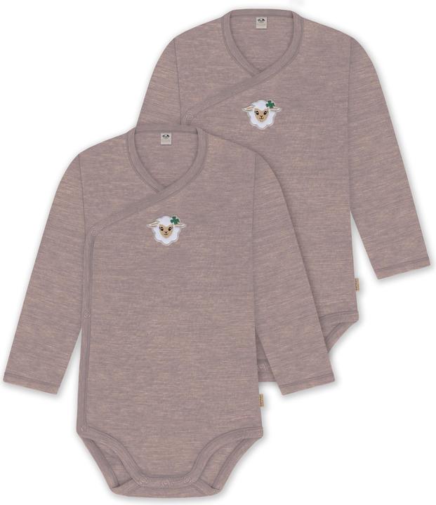 Normani 2er Pack Baby-Body Basic Merino Wickelbody Langarm mit Knopf - 9347