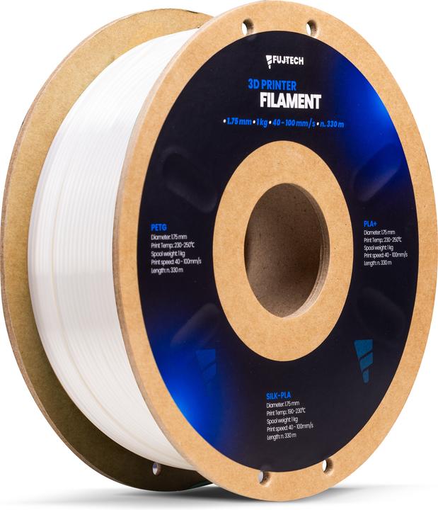 Actual product image Fuj Tek Silk PLA 3D Printer Filament, 1.75 mm, White (PLA, 1.75 mm, 1400 g, White)