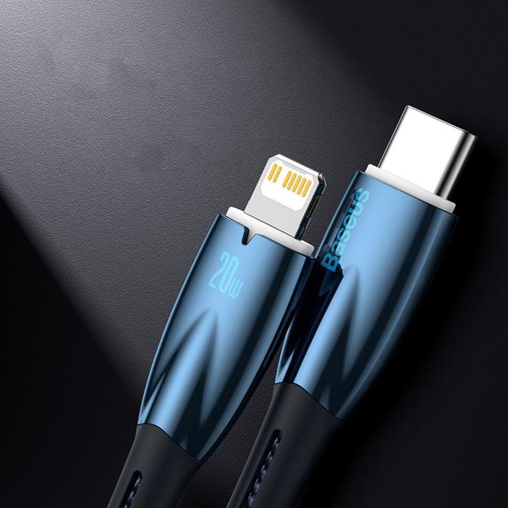 Image du produit Baseus Câble USB pour USB-C Glimmer Series, 100W, 1m (Bleu) (1 m, USB 2.0)