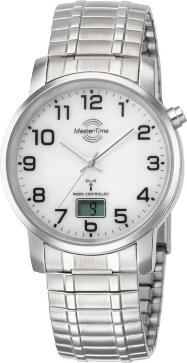 Conrad Components Master Time Funk Herrenuhr (Analoguhr, Digitaluhr, Uhr mit Schmuckstein, Lünette drehbar, Funkuhr, 41 mm)