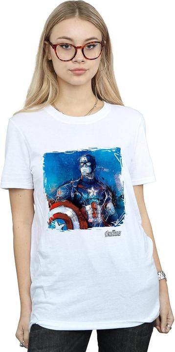 Actual product image Womens/Ladies Captain America Art Cotton Boyfriend T-Shirt (XXL)