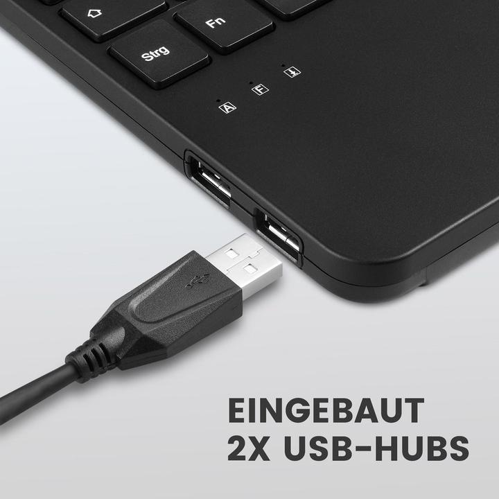 Produktbild Perixx PERIBOARD-526 H DE, Kabelgebundene Mini-USB-Tastatur mit Trackball - Scherentasten - 2 USB-Hu (DE, Kabelgebunden)