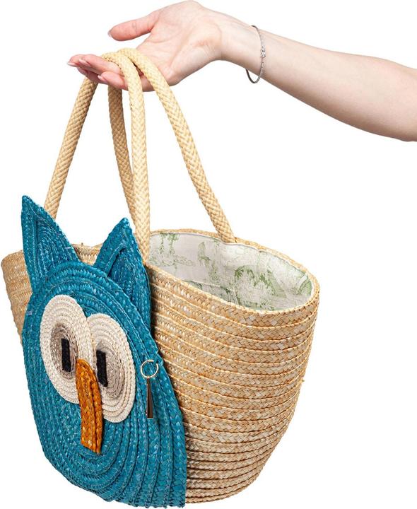 Produktbild La Milanesa cioffi handbag in raffia natural and turquoise color