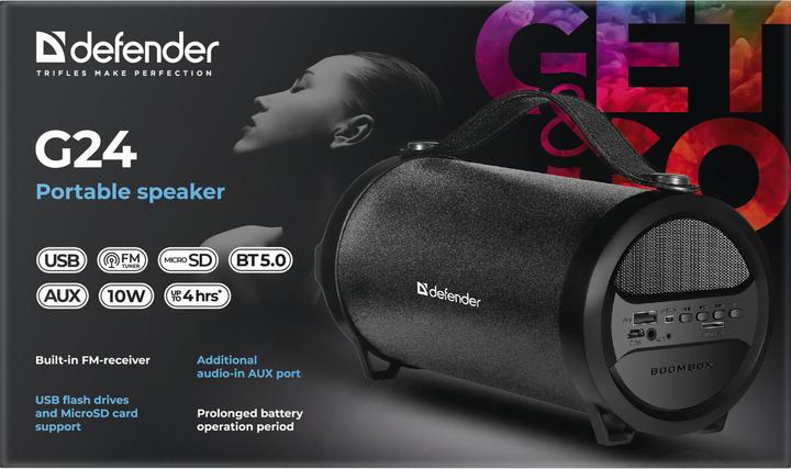 Actual product image Defender G24 Portable Mono Speaker (4 h, Rechargeable battery operated, USB power delivery)