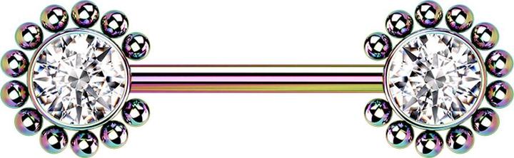 Image du produit Star Piercing Threadless Barbell farbig Sonne Kugeln mit Kristall silber (sans laiton, Acier chirurgical 316L)