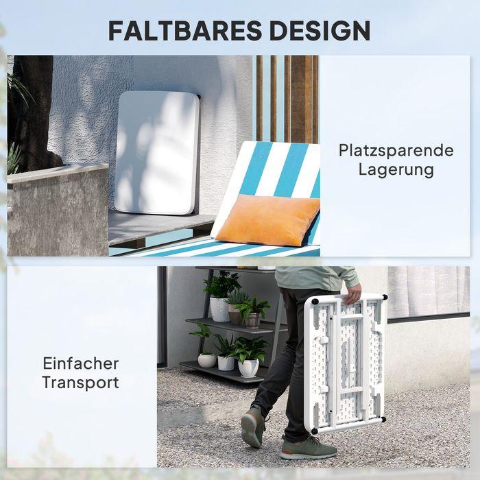 Immagine prodotto Swisshandel24 Beistelltisch Gartentisch höhenverstellbar, Kunststoff, bis 50kg belastbar, 65x45x70H cmWeiss
