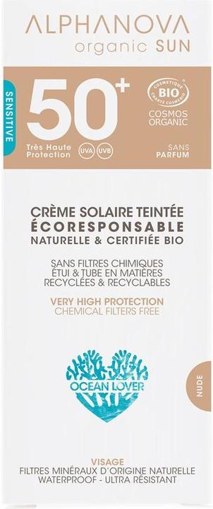 Immagine prodotto Alphanova Crema SUN biologica leggermente colorata ipoallergenica SPF50+ senza profumo 50 g (Crema solare, SPF 50+, 50 g)