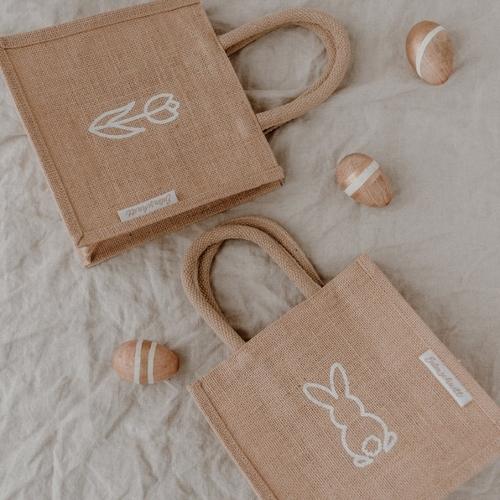 Actual product image Eulenschnitt Petits sacs en jute Tulipe & Lapin (Gift bag, 2 x)