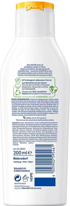 Actual product image NIVEA Sensitive Immediate Protect (Sun lotion, SPF 50+, 200 ml, 236 g)