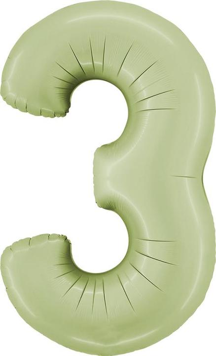 Actual product image Grabo Foil balloon 100 cm number "3", satin olive green (1 x)