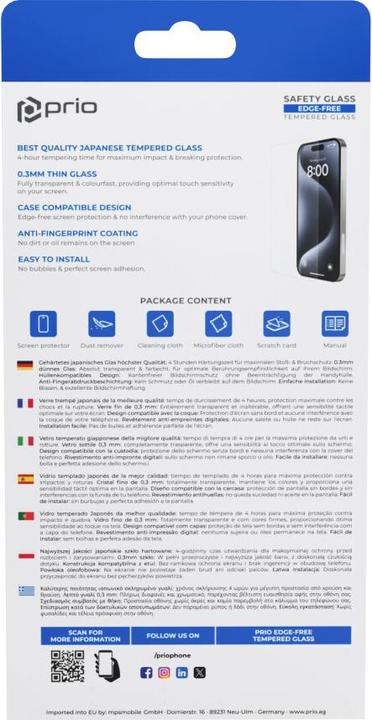 Actual product image prio Tempered glass screen protector for Samsung A55 clear (1 Piece, Samsung Galaxy A55)