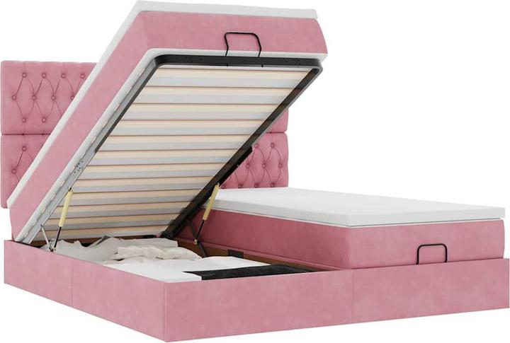 Produktbild VidaXL Ottoman-Bett mit Matratzen Rosa 200x200 cm Samt (200 x 200 cm)