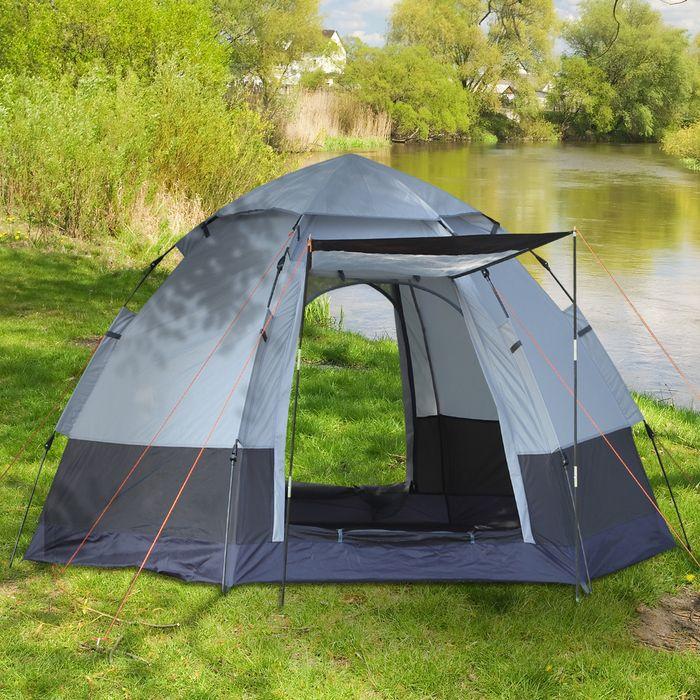 Image du produit Swisshandel24 Tente de camping 3-4 personnes tente familiale tente dôme 210T PU 3000mm montage facile acier gla (Tente igloo, 4 personnes)
