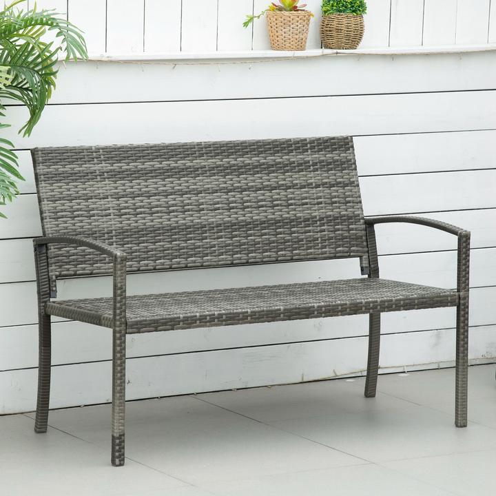 Produktbild Outsunny Gartenbank Rattanoptik mit Stahlrahmen