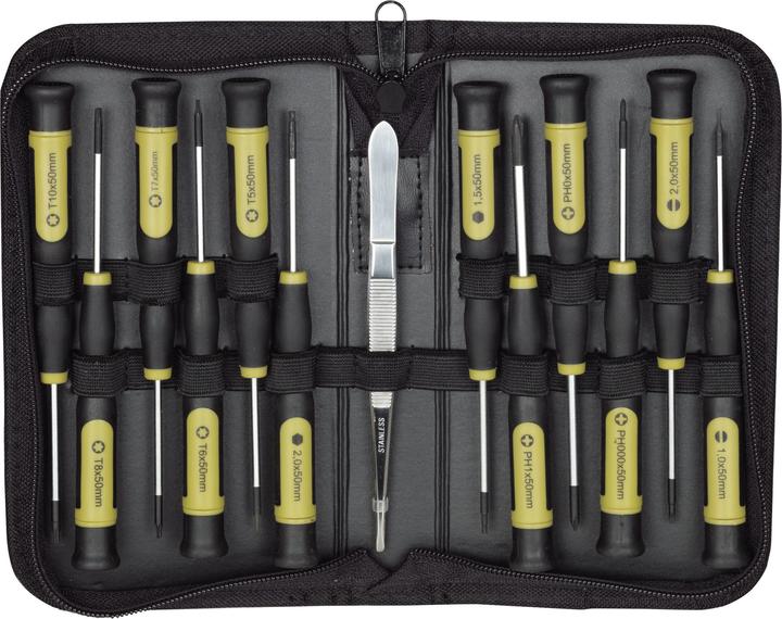 Immagine prodotto Proxxon Set di cacciaviti MICRO-DRIVER, 13 pezzi in borsa (Viti con testa a intaglio, Torx (TX), Fessura croce Phillipps (PH), esagono)