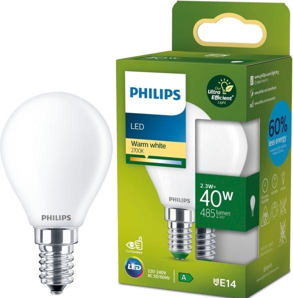 Actual product image Philips Ultra Efficient (E14, 2.30 W, 485 lm, 1 x, A)