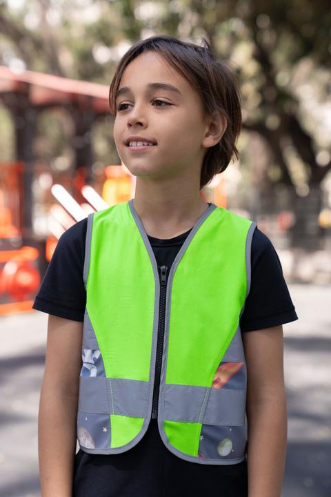 Immagine prodotto Korntex Gilet ad alta visibilità per bambini Action "Aerospace" - CO2 Neutro - Verde neon/UFO - XXS (XXS)