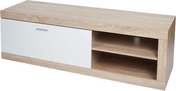 Produktbild Mendler TV-Rack HWC-L33, Holz 43x140x41cm Staufach, Eiche-Optik, weiss