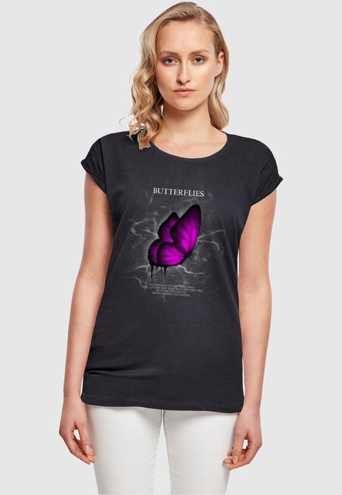 Produktbild Merchcode Ladies Butterflies Extended Shoulder Tee - 112637 (S)