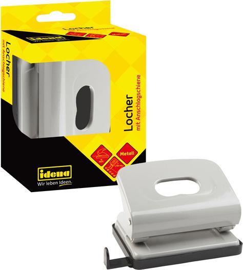 Idena Locher Metall grau bis 16 Blatt