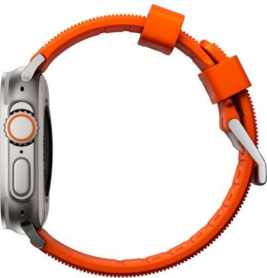 Actual product image Nomad Rugged Strap -ranneke, Apple Watch 49 / 45 / 44 /, oranssi / hopea (45 mm, 44 mm, 42 mm, 49 mm, Tyres)