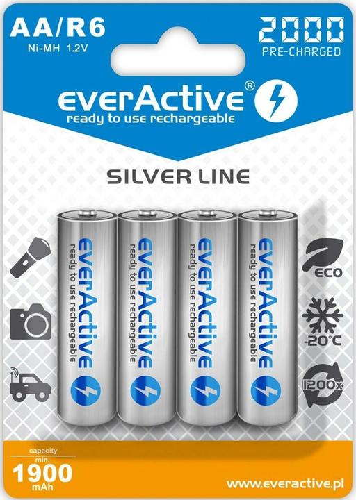 Actual product image Everactive Silver Line Ready to Use 2000mAh AA battery, 4 pcs. (4 pcs., AA, 1900 mAh)