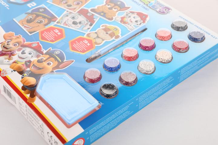 Actual product image Diamond Dotz DOTZIES® Original Diamond Painting Set Paw Patrol with 6 motifs: 3 pictures 15x15cm, 3 stickers /