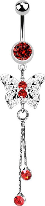 Immagine prodotto Star Piercing Banana in argento con ciondolo a forma di farfalla di cristallo rosso (Acciaio chirurgico 316L, senza ottone)