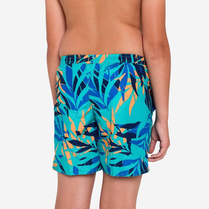 Produktbild Olaian Boardshorts Surfen Jungen mit Taschen 100 Shadow Palm türkis (10, 11, 12)
