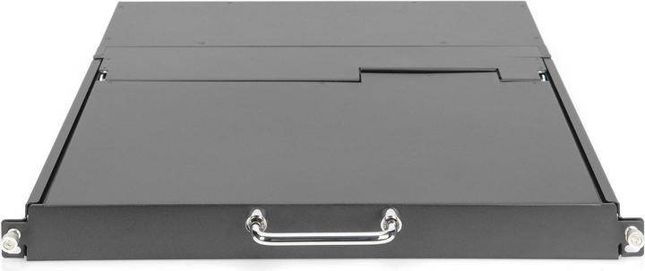 Produktbild Digitus Modul. 43,2cm HD LCD TFT Konsole, 16 Port VGA,UK mit 16 Port VGA KVM, UK Tastatur, RAL 9005 schwarz