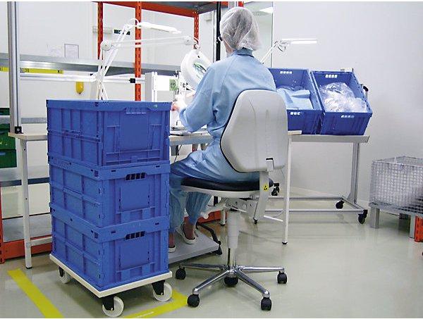 Actual product image Bimos Cleanroom industrial chair, with castors, vinyl cover with permanent contact