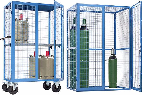 Produktbild eurokraft pro Gasflaschen-Gitterschrank, fahrbar, HxBxT 1800 x 1150 x 740 mm (115 cm, 180 cm)